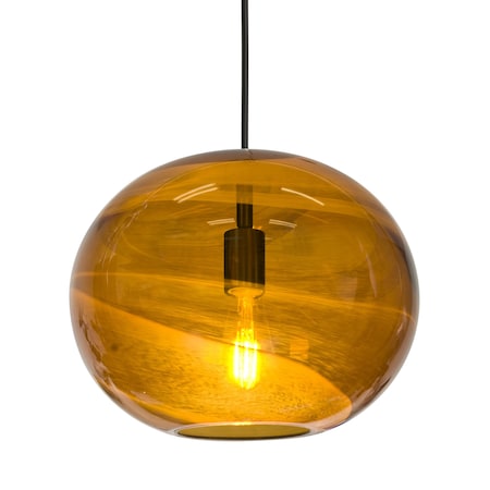Besa Lighting Geno Cord Pendant, Vapor Amber, Black Finish, 1x7W LED Filament 1JT-GENOAM-EDIL-BK